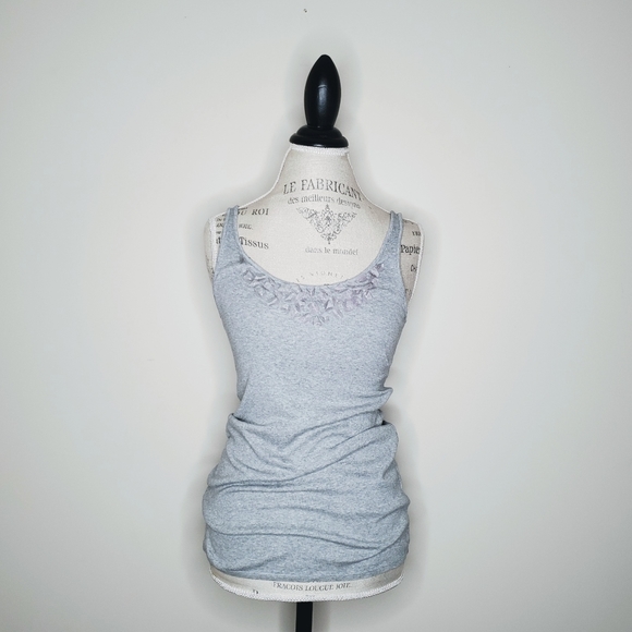 Eileen Fisher | Gray Tank with Tulle Floret Design - Picture 2 of 13
